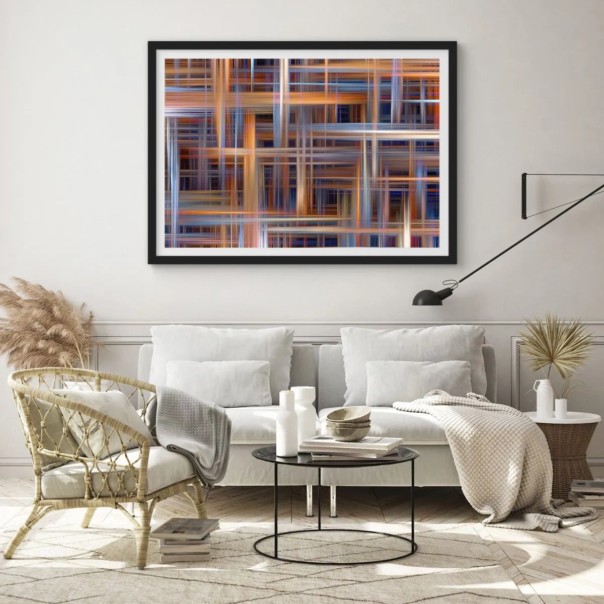 Pôster com moldura preta - Tecido de luz - 91x61 cm