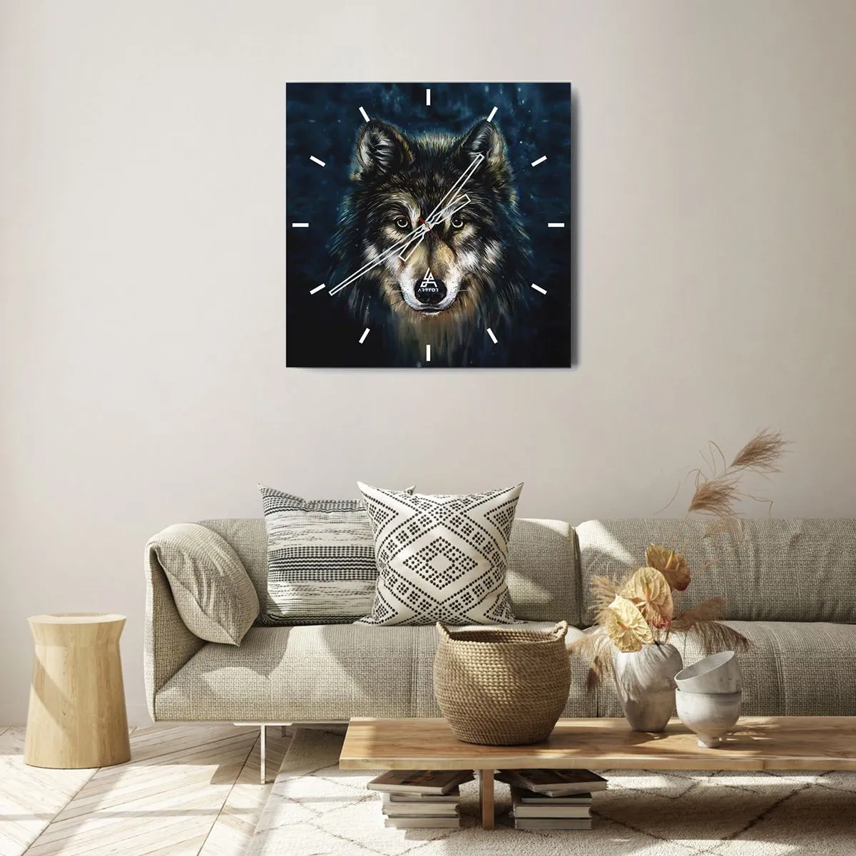 Relógio de parede - Relógio em vidro - Alfa? E ómega - 30x30 cm