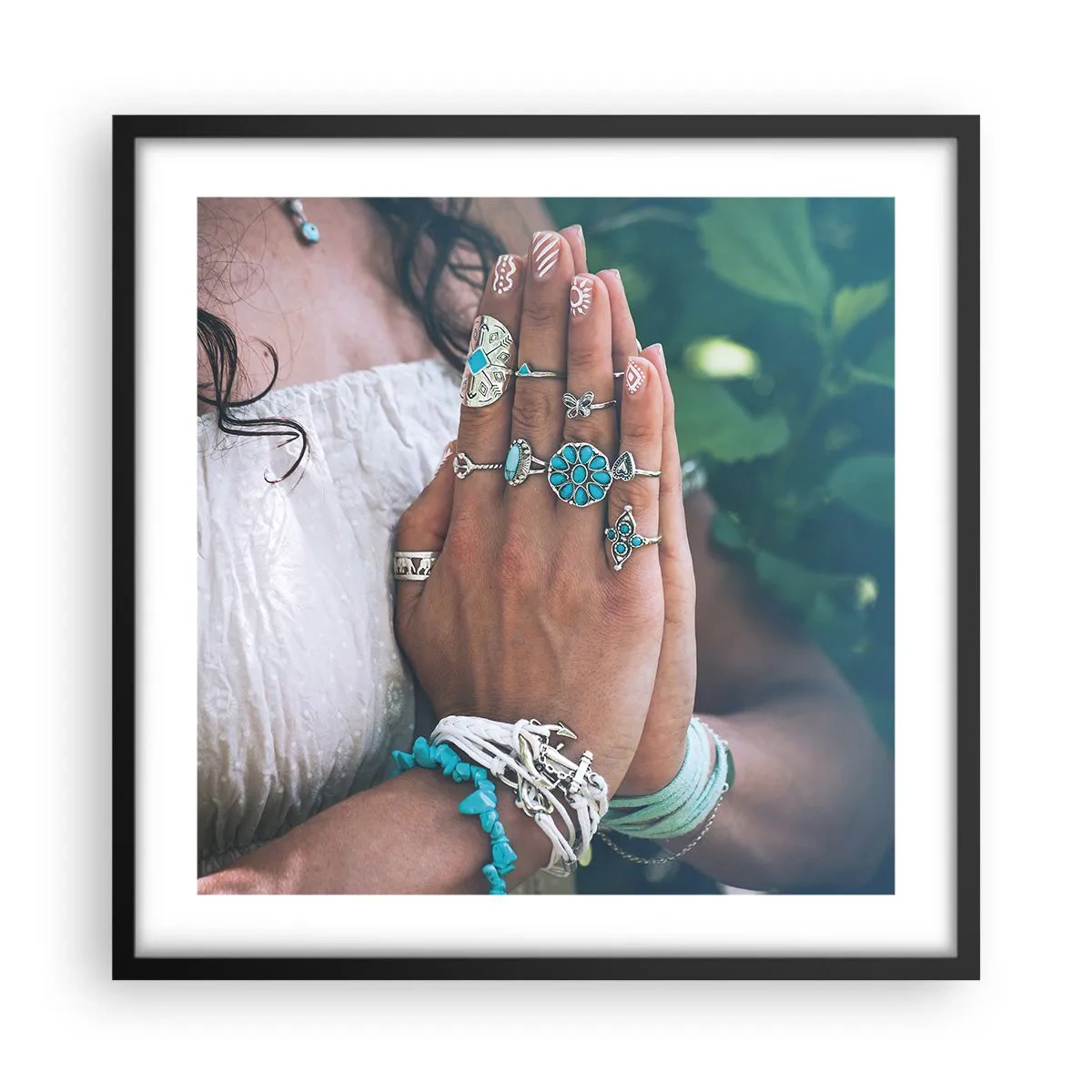 Pôster com moldura preta - Bem-vindo ao centro do ser - 50x50 cm