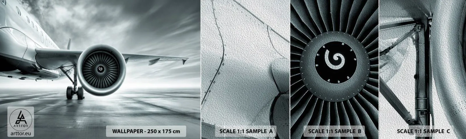 Amostra de papel de parede Premium Sand - Há poder! - Avião, Viagem, Negócios - 100x30 cm