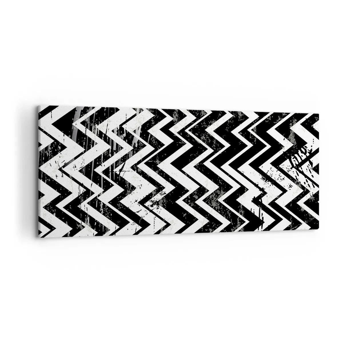 Quadro em tela - Zig-branco, zag-preto - 120x50 cm