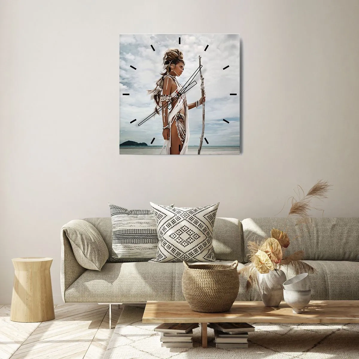 Relógio de parede - Relógio em vidro - Rainha dos trópicos - 40x40 cm