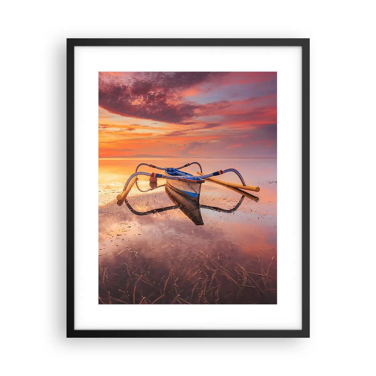 Pôster com moldura preta - A calma de uma noite tropical - 40x50 cm