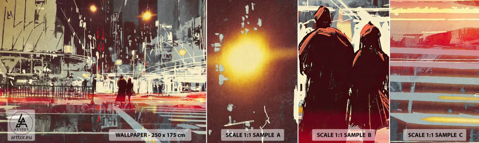 Amostra de papel de parede autocolante Deluxe Sticker - Travessia metropolitana - Cidade, Arquitetura, Vida noturna - 100x30 cm