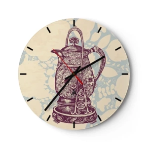 Relógio de parede - Relógio em vidro - Um jarro vintage decorado com um padrão floral no fundo - 30x30cm - A beleza da vida cotidiana - Decoração de parede moderna para a sala de estar, cozinha e quarto ARTTOR