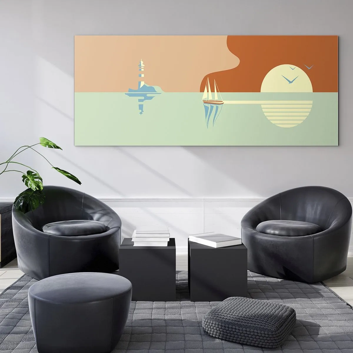 Quadro em vidro - Uma paisagem marítima perfeita - 120x50 cm