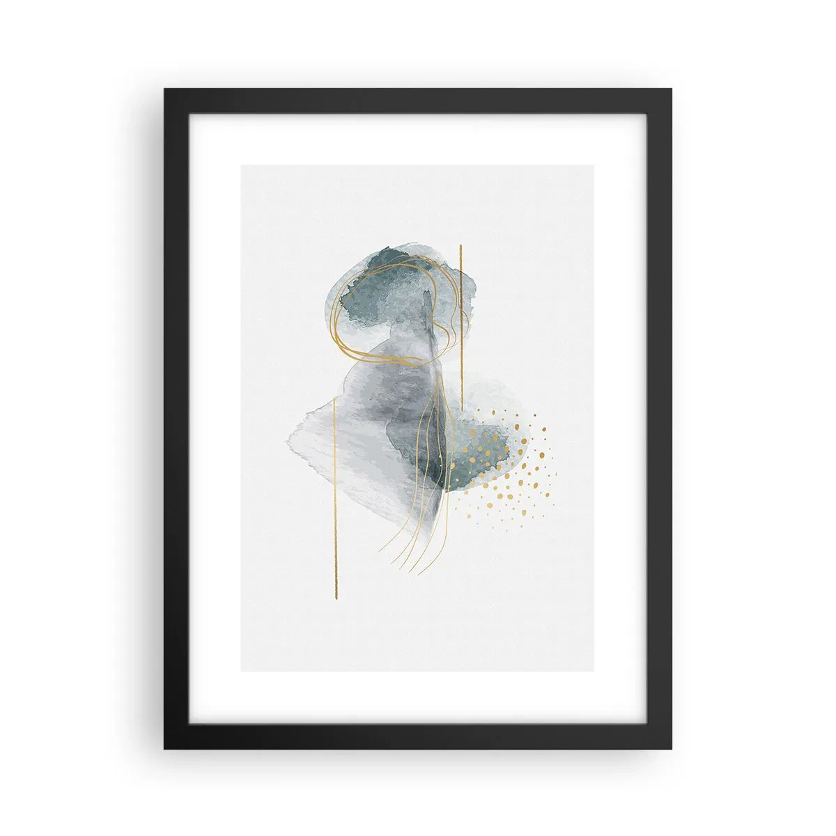 Pôster com moldura preta - Sobre a relação entre o cinza e o dourado - 30x40 cm