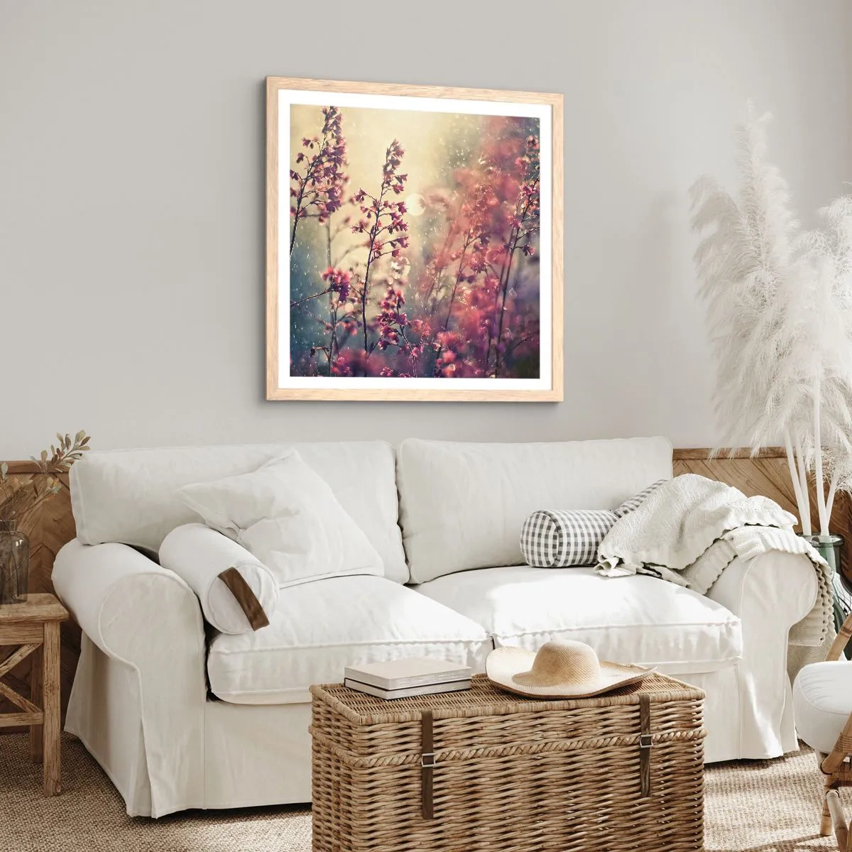 Pôster com moldura de carvalho claro - Jardim Secreto - 60x60 cm