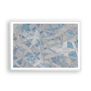 Pôster em moldura branca - Em um labirinto azul e cinza - 100x70 cm