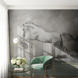 Papel de Parede Premium Canvas - Entre o acordar e sonhar - Animais, Cavalo, Natureza - 500x350 cm