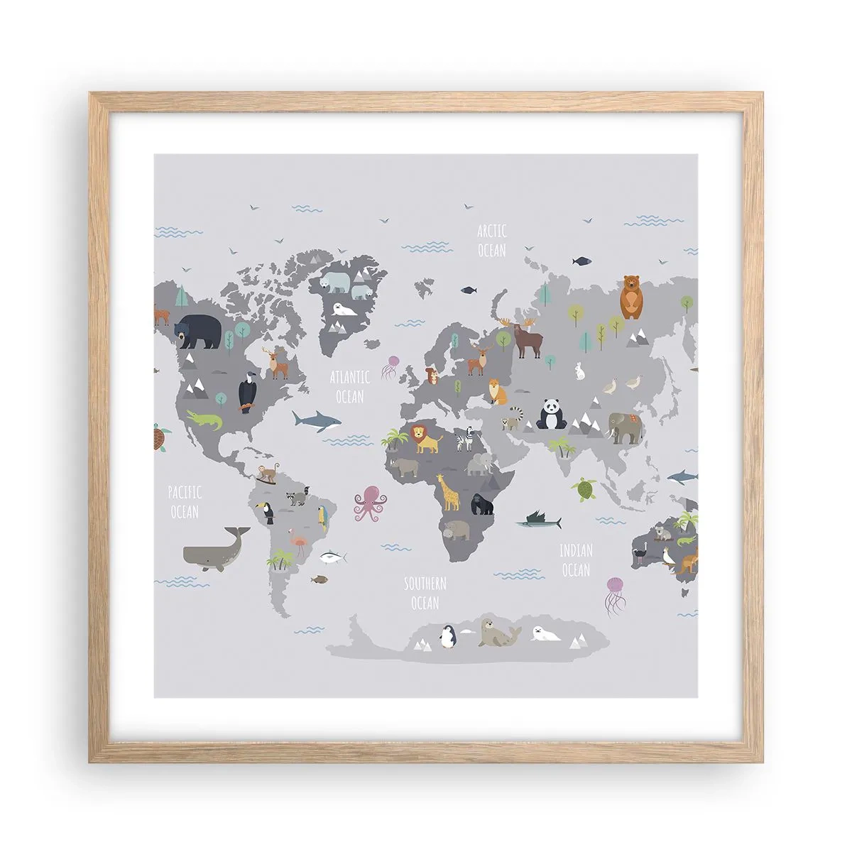 Pôster com moldura de carvalho claro - Diga-me de onde é... - 50x50 cm