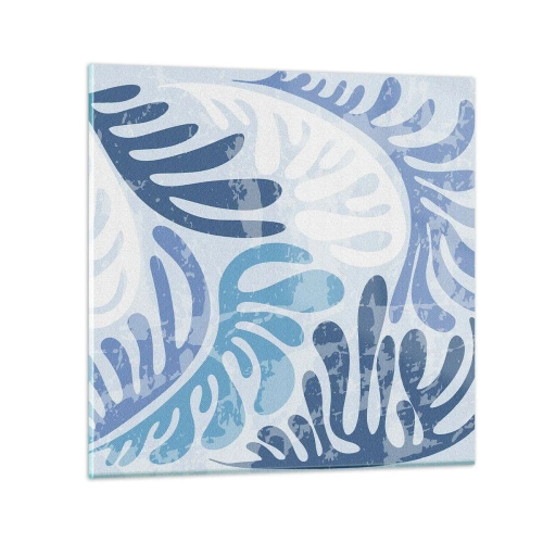 Quadro em vidro - Samambaias azuis - 30x30 cm