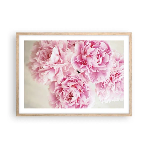 Pôster com moldura de carvalho claro - Em esplendor rosa - 70x50 cm