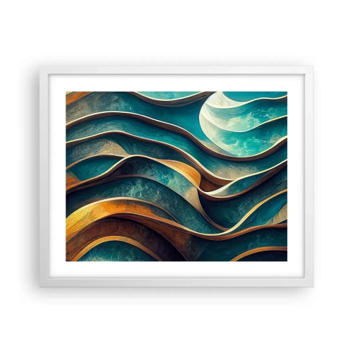 Pôster em moldura branca - Meandros de azul - 50x40 cm