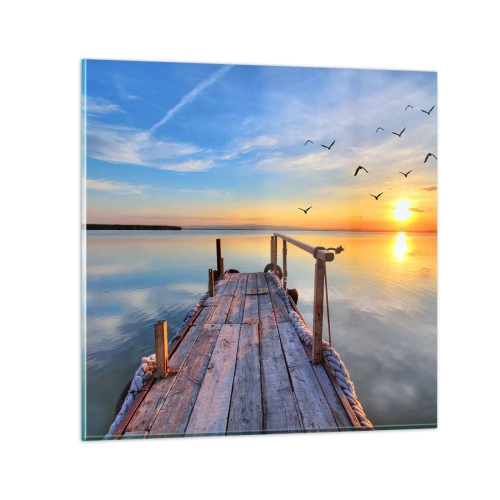 Quadro em vidro - Caminhando em direção ao sol - 40x40 cm