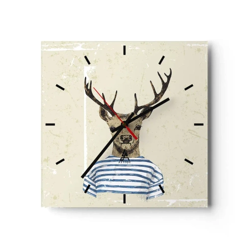 Relógio de parede - Relógio em vidro - Porque eu gosto de camisas listradas! - 30x30 cm