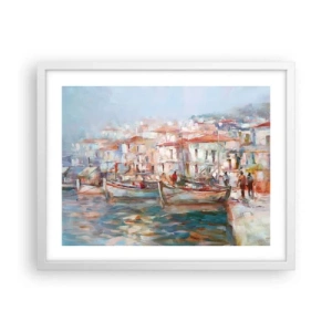 Pôster em moldura branca - Férias em pastel - 50x40 cm