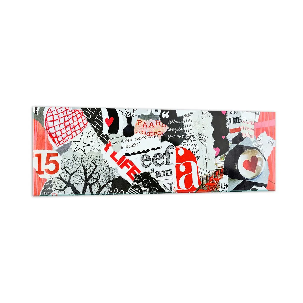 Quadro em vidro - Colagem hipster - 160x50 cm