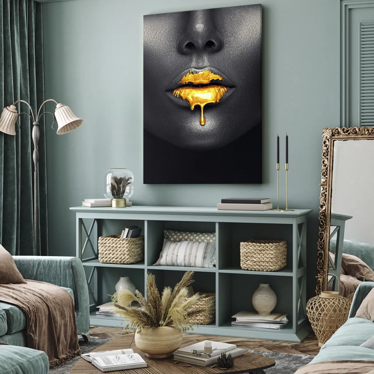 Quadro em tela - Boca dourada - 50x70 cm