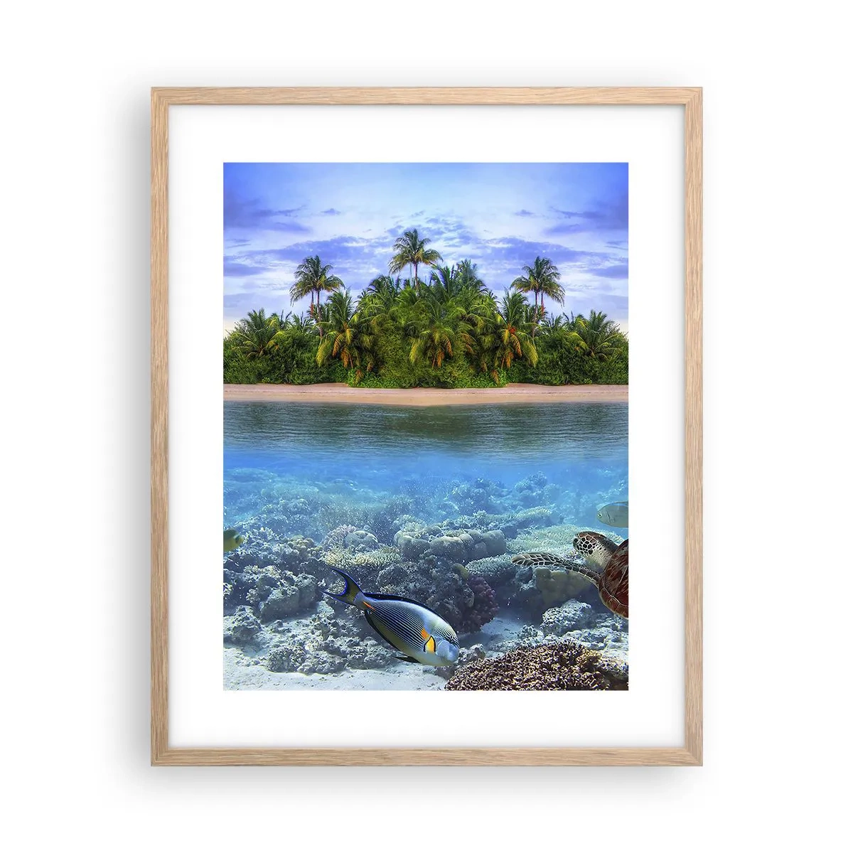 Pôster com moldura de carvalho claro - A Ilha Celestial lhe convida - 40x50 cm