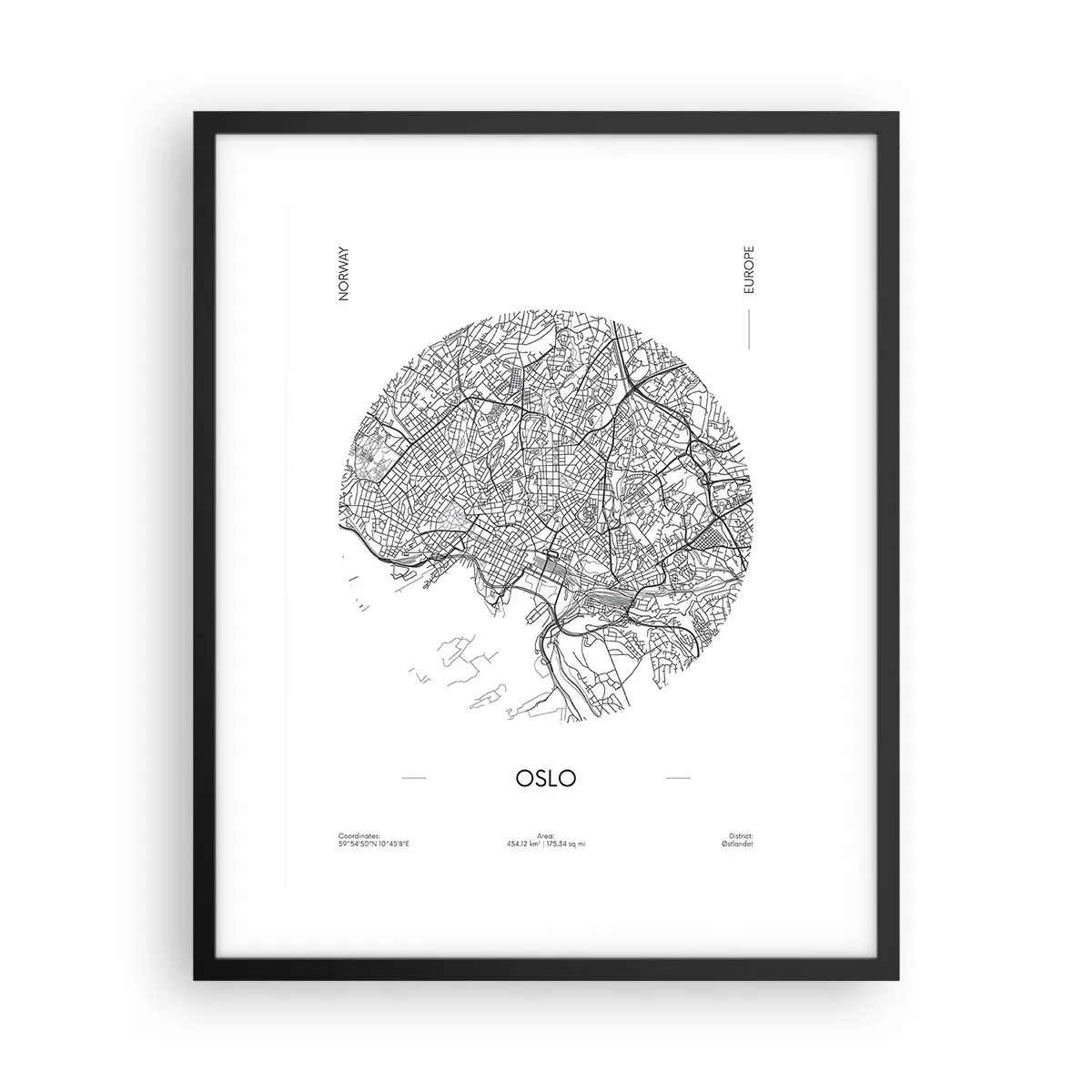 Pôster com moldura preta - Anatomia de Oslo - 40x50 cm