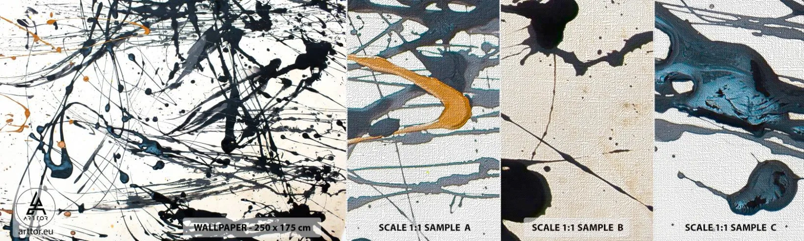 Amostra de papel de parede Premium Canvas - Abstração expressionista - Abstração, Pedaço, Artístico - 100x30 cm