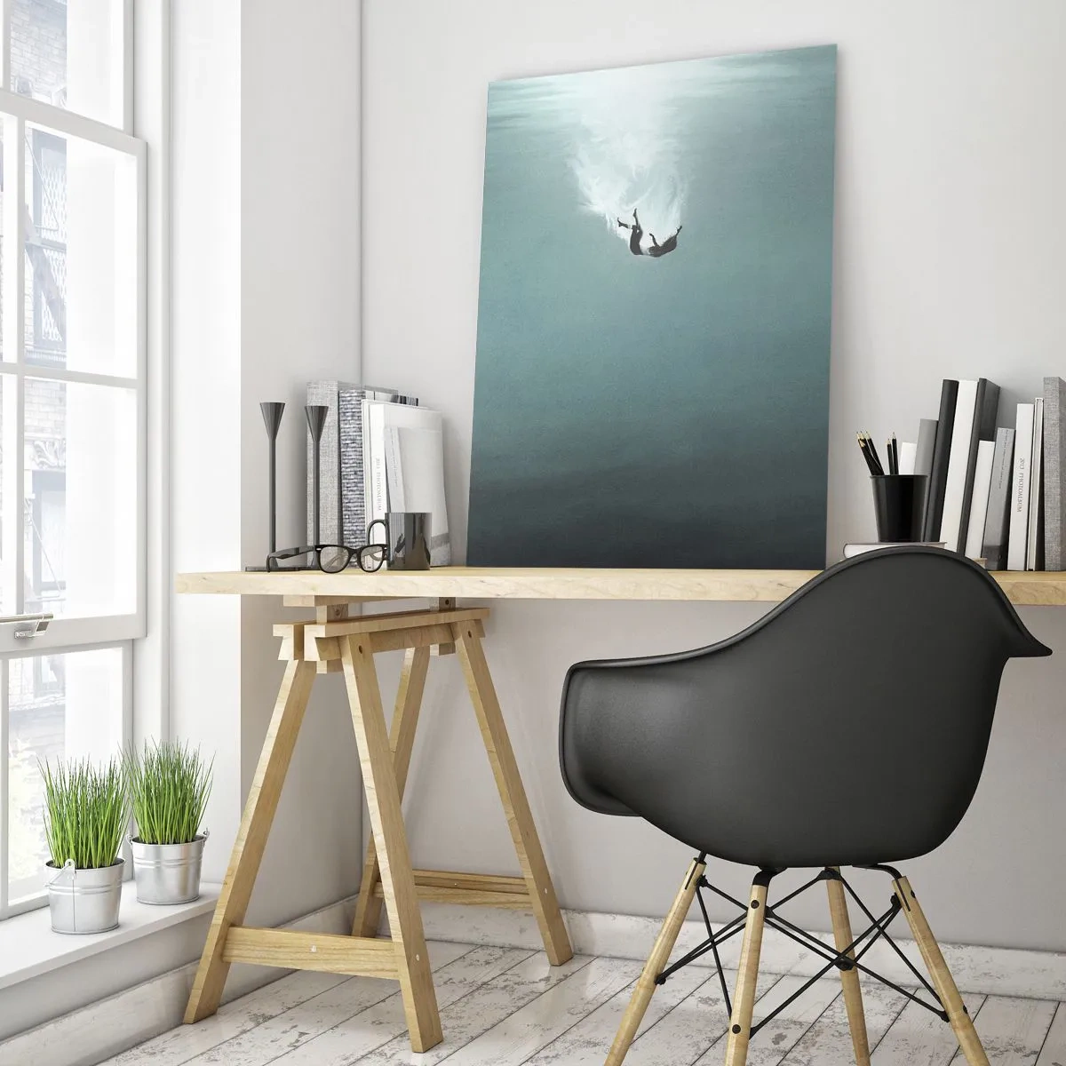 Quadro em vidro - Nos braços do oceano - 50x70 cm