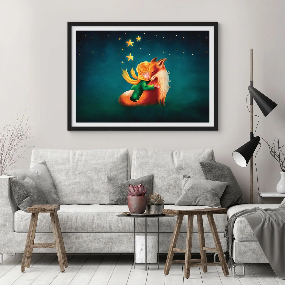 Pôster com moldura preta - O Pequeno Príncipe - 91x61 cm