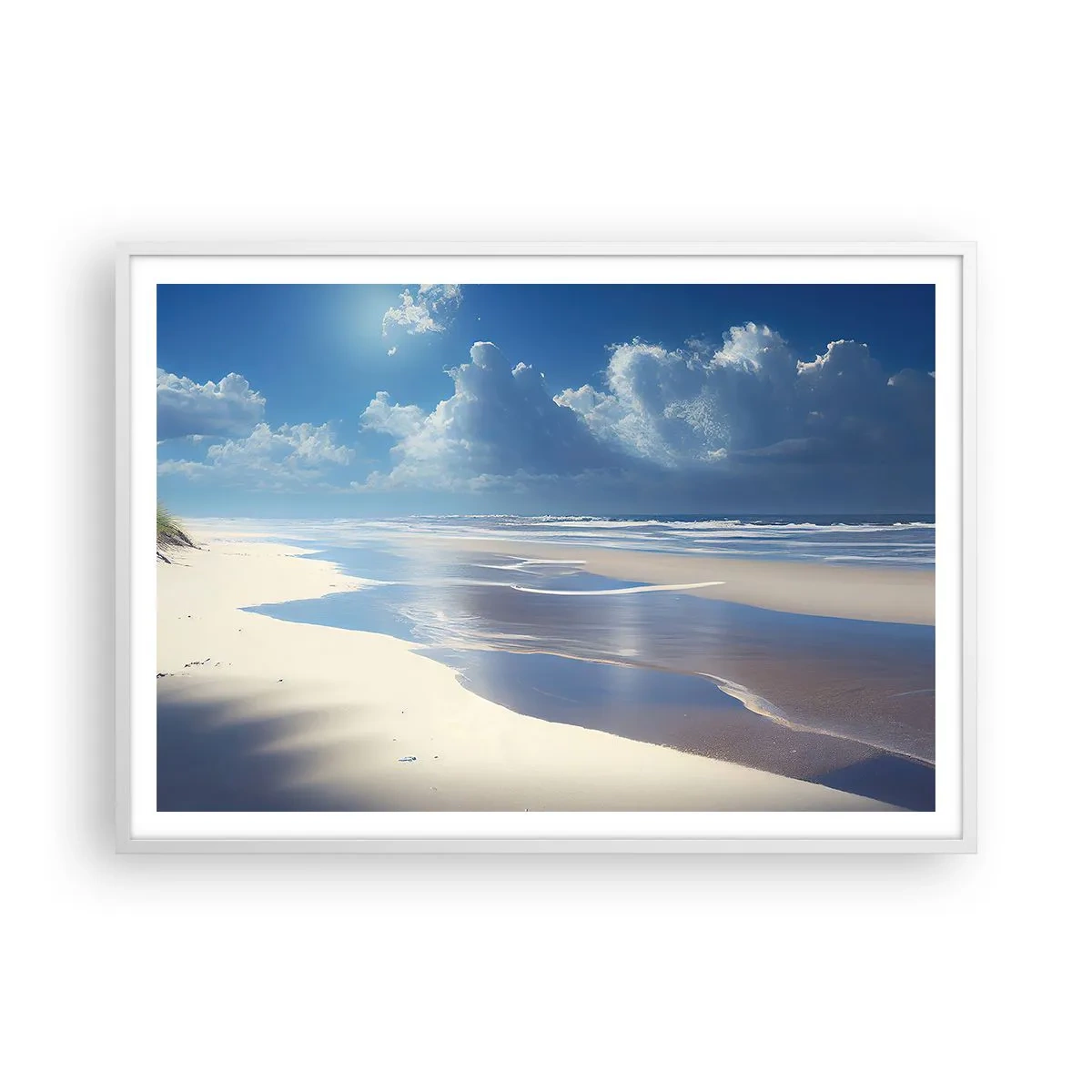 Pôster em moldura branca - Férias no paraíso - 100x70 cm