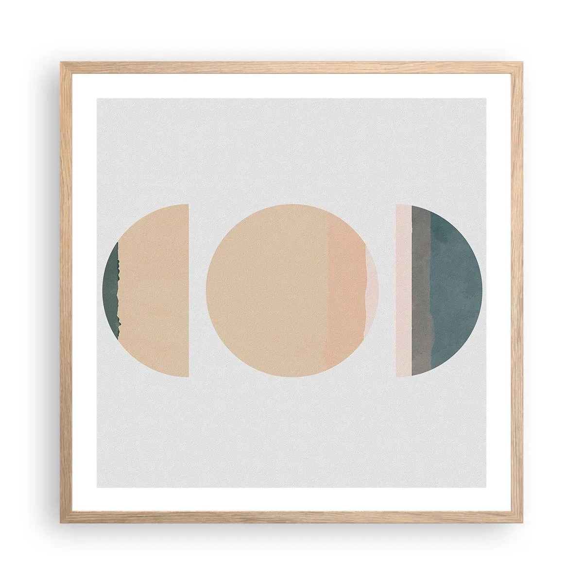 Pôster com moldura de carvalho claro - Círculo entre círculos - 60x60 cm