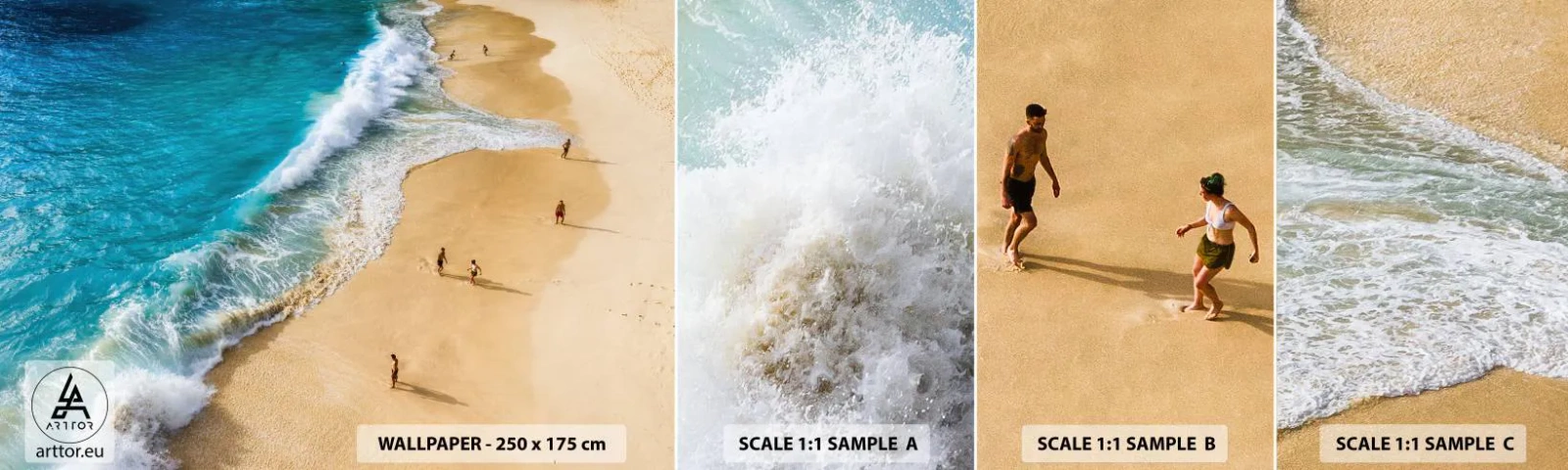 Amostra de Papel de Parede Standard Eco - E depois o sol, a praia… - Praia, Costa do oceano, Mar - 100x30 cm