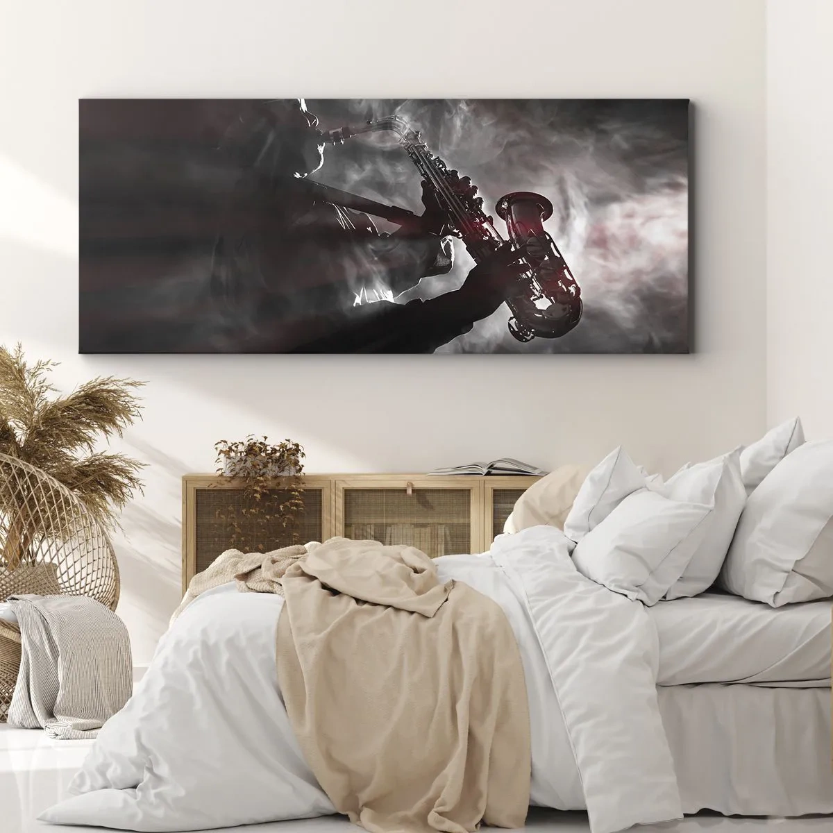 Quadro em tela - Nos fumos do jazz - 100x40 cm
