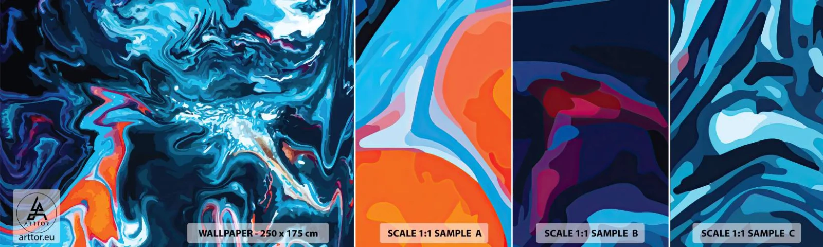 Amostra de papel de parede autocolante Deluxe Sticker - Viagem ao centro do céu - Abstração, Pedaço, Padrão Moderno - 100x30 cm