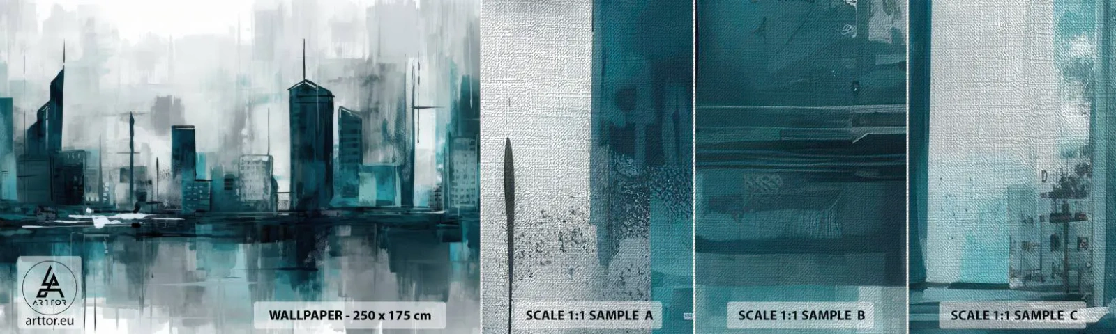 Amostra de papel de parede Premium Canvas - Uma cidade da cor da chuva - Cidade, Arquitetura, Pedaço - 100x30 cm