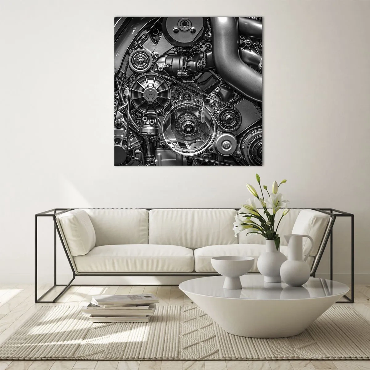 Quadro em vidro - A poesia da mecánica - 70x70 cm