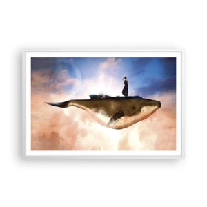 Pôster em moldura branca - Uma viagem surreal - 91x61 cm