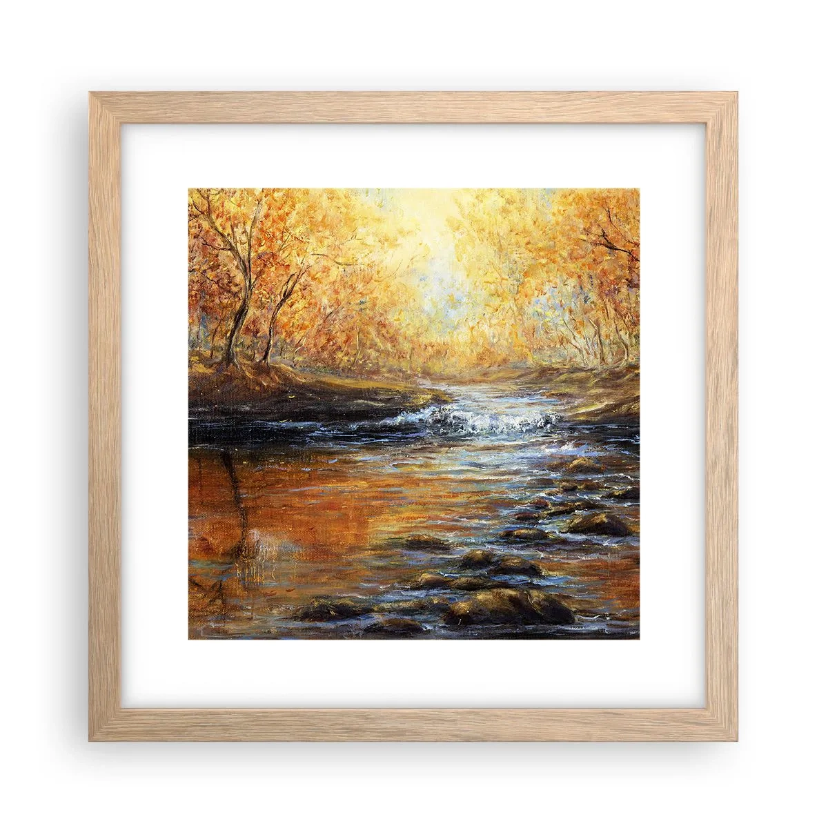 Pôster com moldura de carvalho claro - Riacho Dourado - 30x30 cm