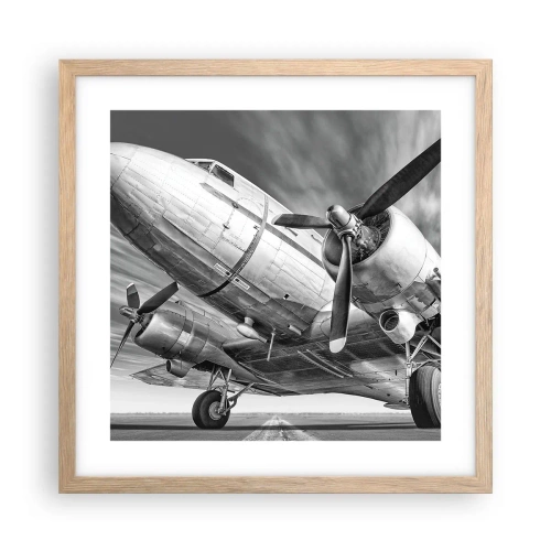 Pôster com moldura de carvalho claro - Sempre pronto a voar - 40x40 cm