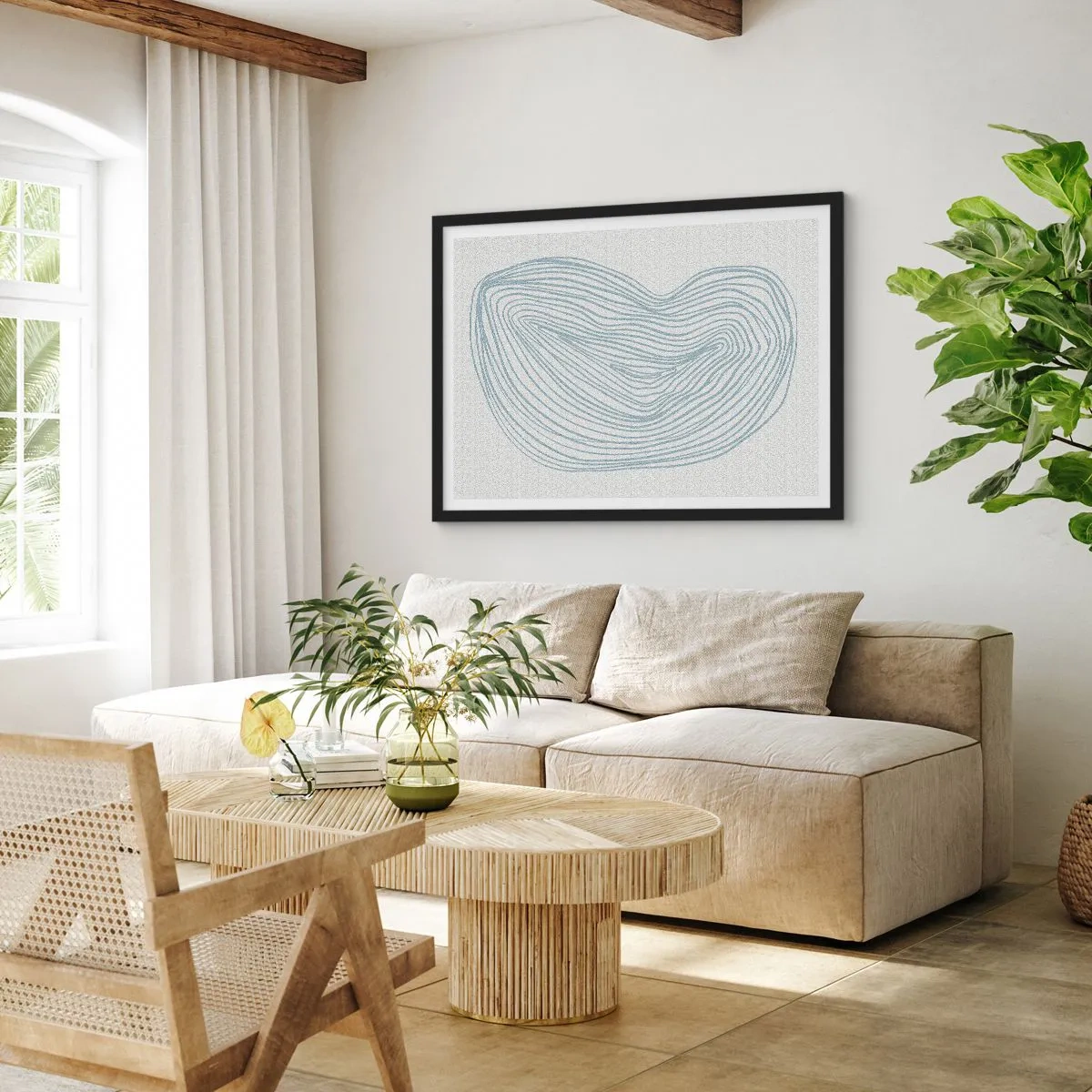 Pôster com moldura preta - Deixe cair o sorriso - 100x70 cm