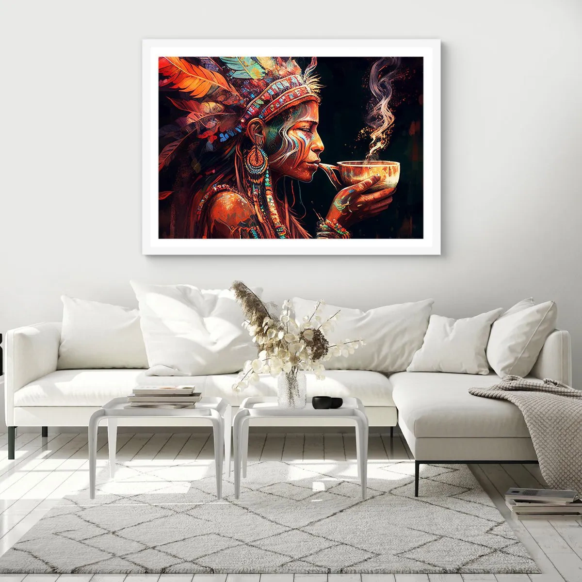 Pôster em moldura branca - Ritual mágico - 70x50 cm