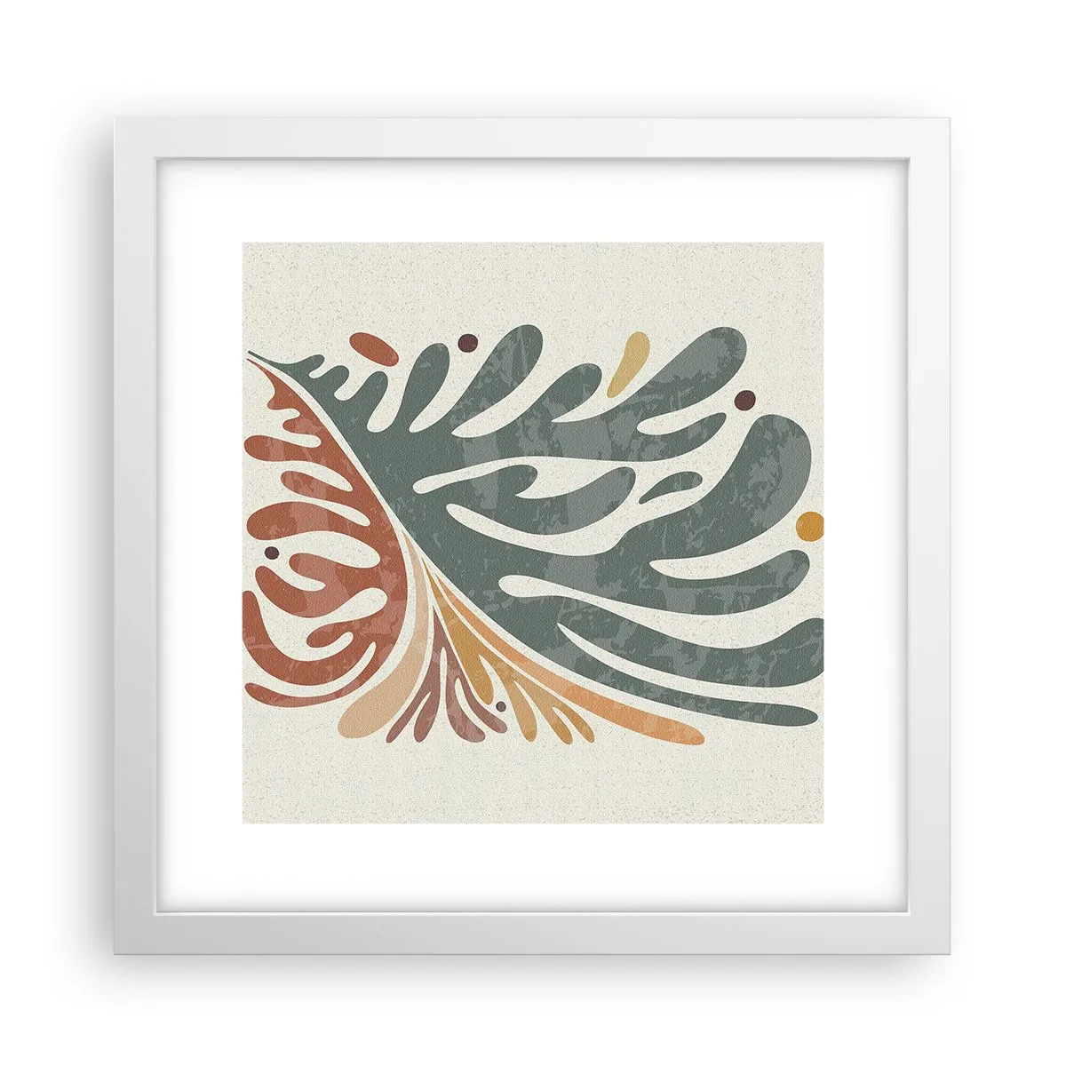 Pôster em moldura branca - Folha multicolorida - 30x30 cm