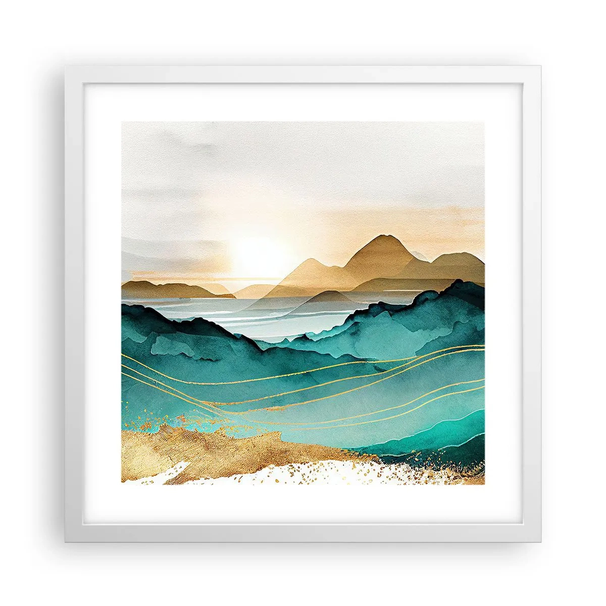 Pôster em moldura branca - À beira da abstração – paisagem - 40x40 cm