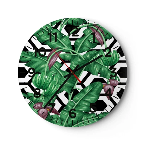 Relógio de parede - Relógio em vidro - Composição simétrica por natureza - 30x30 cm