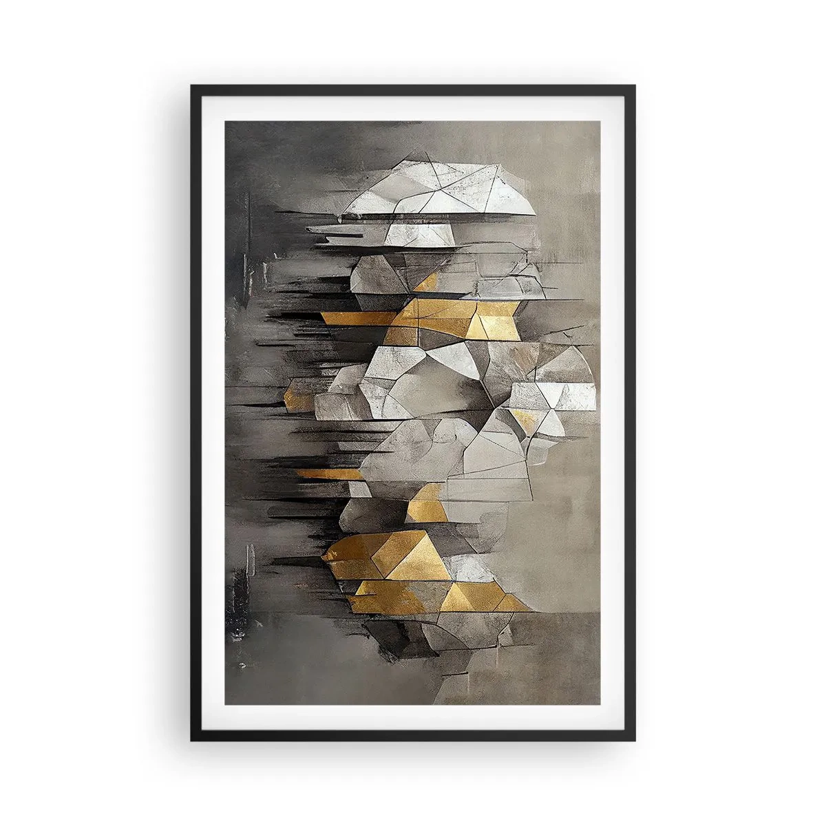Pôster com moldura preta - Composição de gelo e luz - 61x91 cm