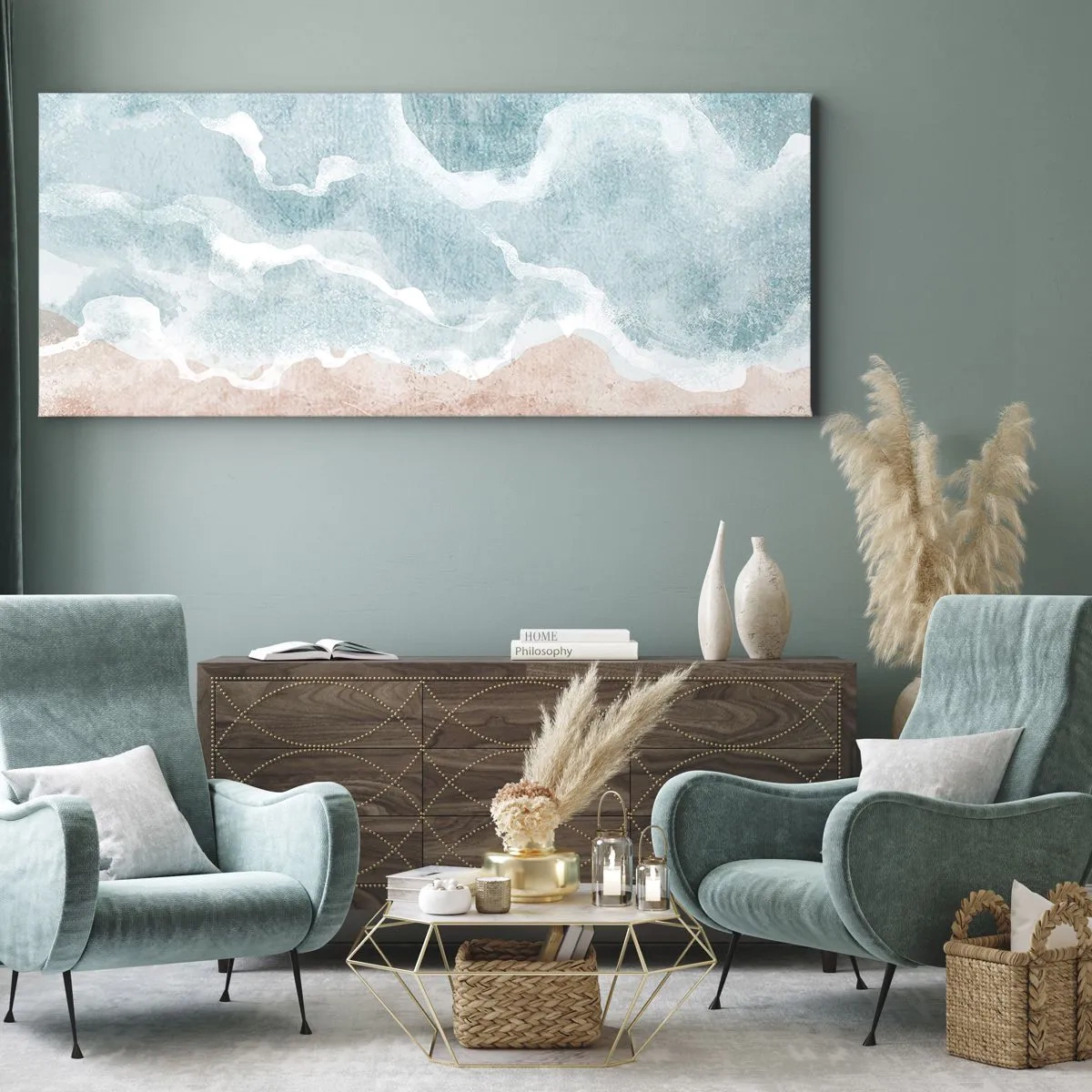 Quadro em tela - Abstração de nuvem - 100x40 cm