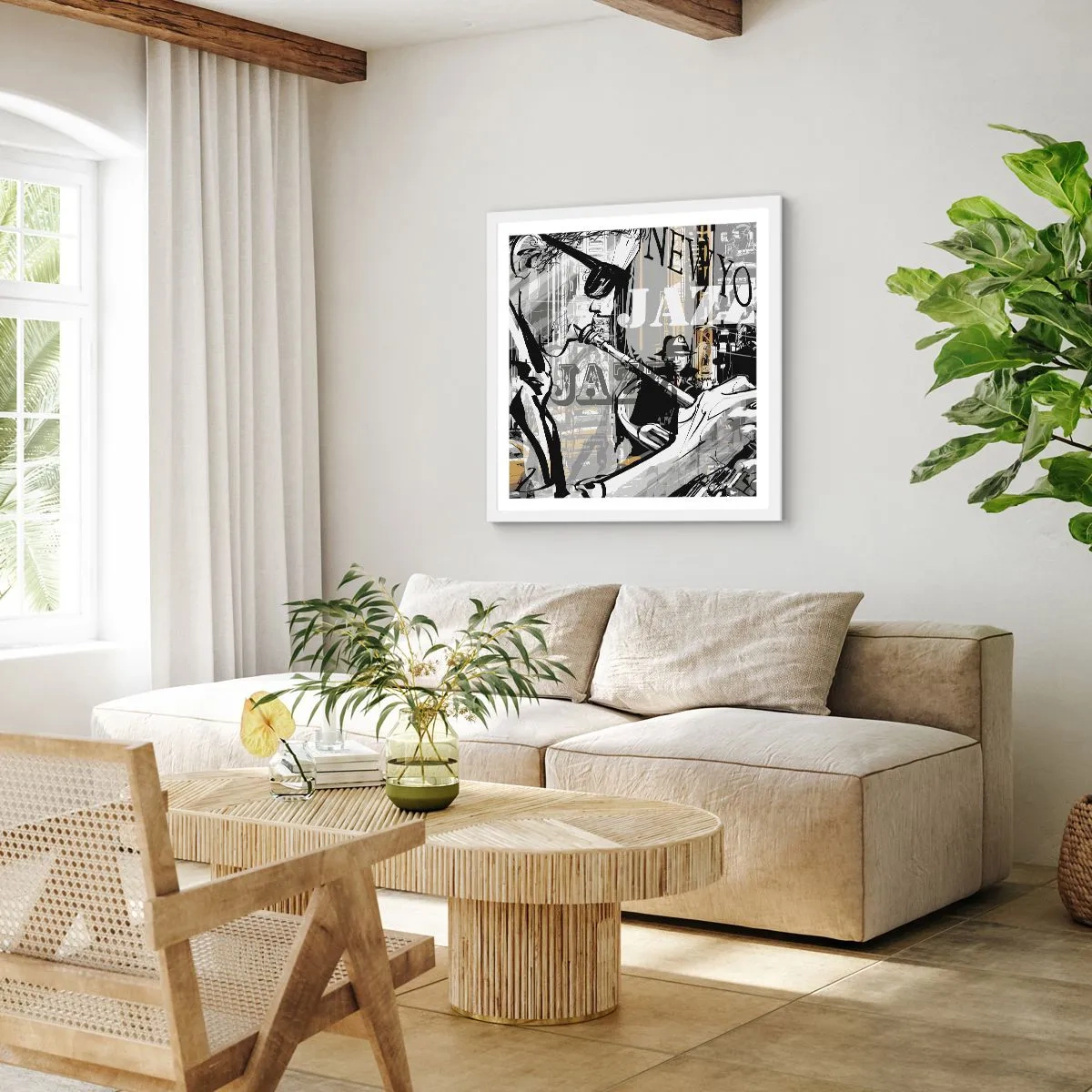 Pôster em moldura branca - Ao ritmo de Nova Iorque - 60x60 cm