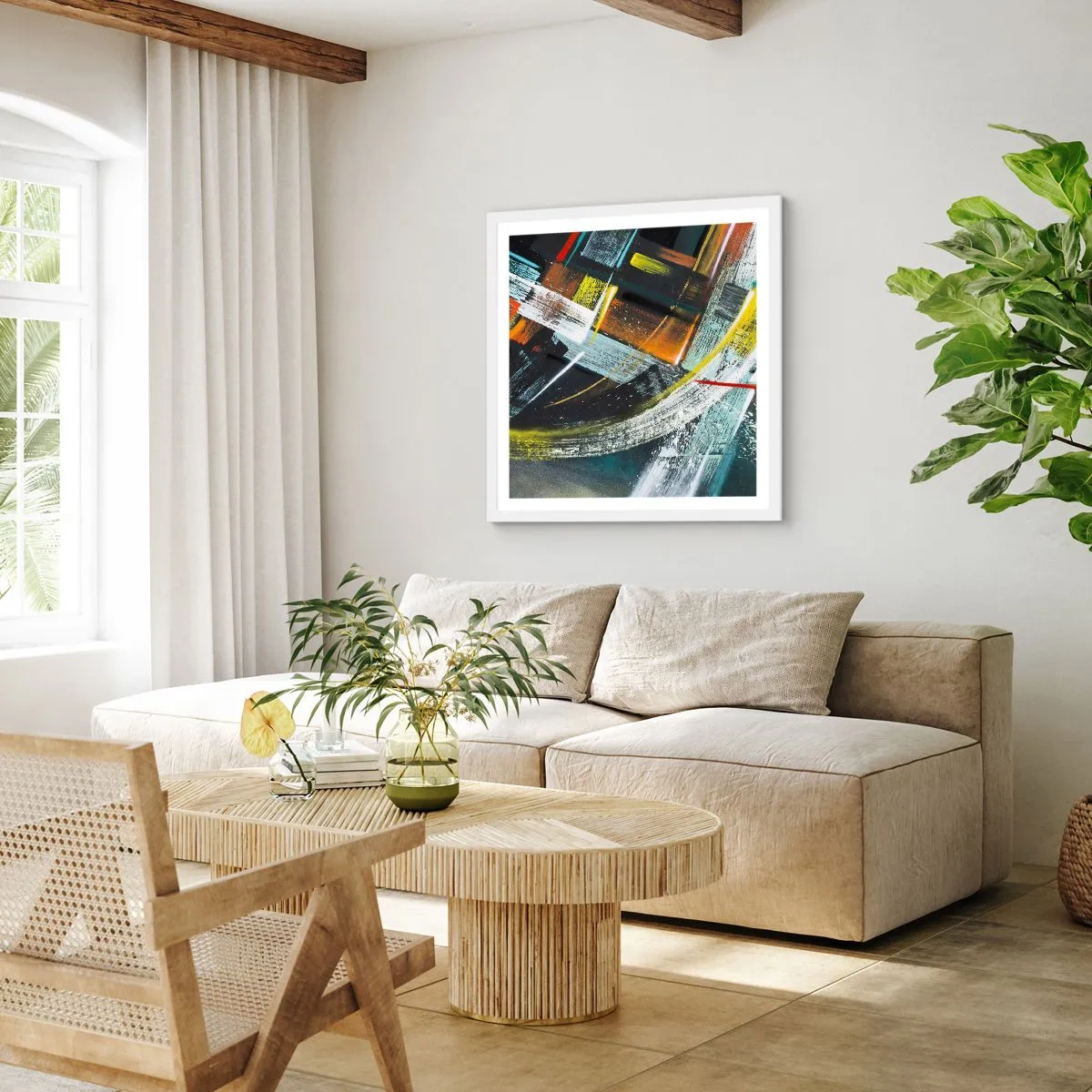 Pôster em moldura branca - Energia de movimento - 40x40 cm