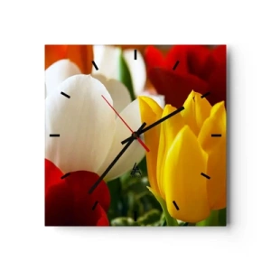 Relógio de parede - Relógio em vidro - Febre das tulipas - 40x40 cm