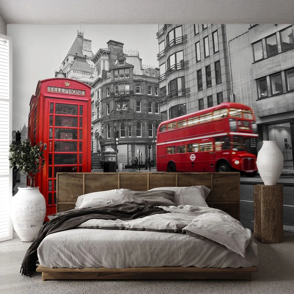 Papel de Parede Premium Sand - O mais vermelho da Europa - Cidade, Londres, Arquitetura - 100x70 cm