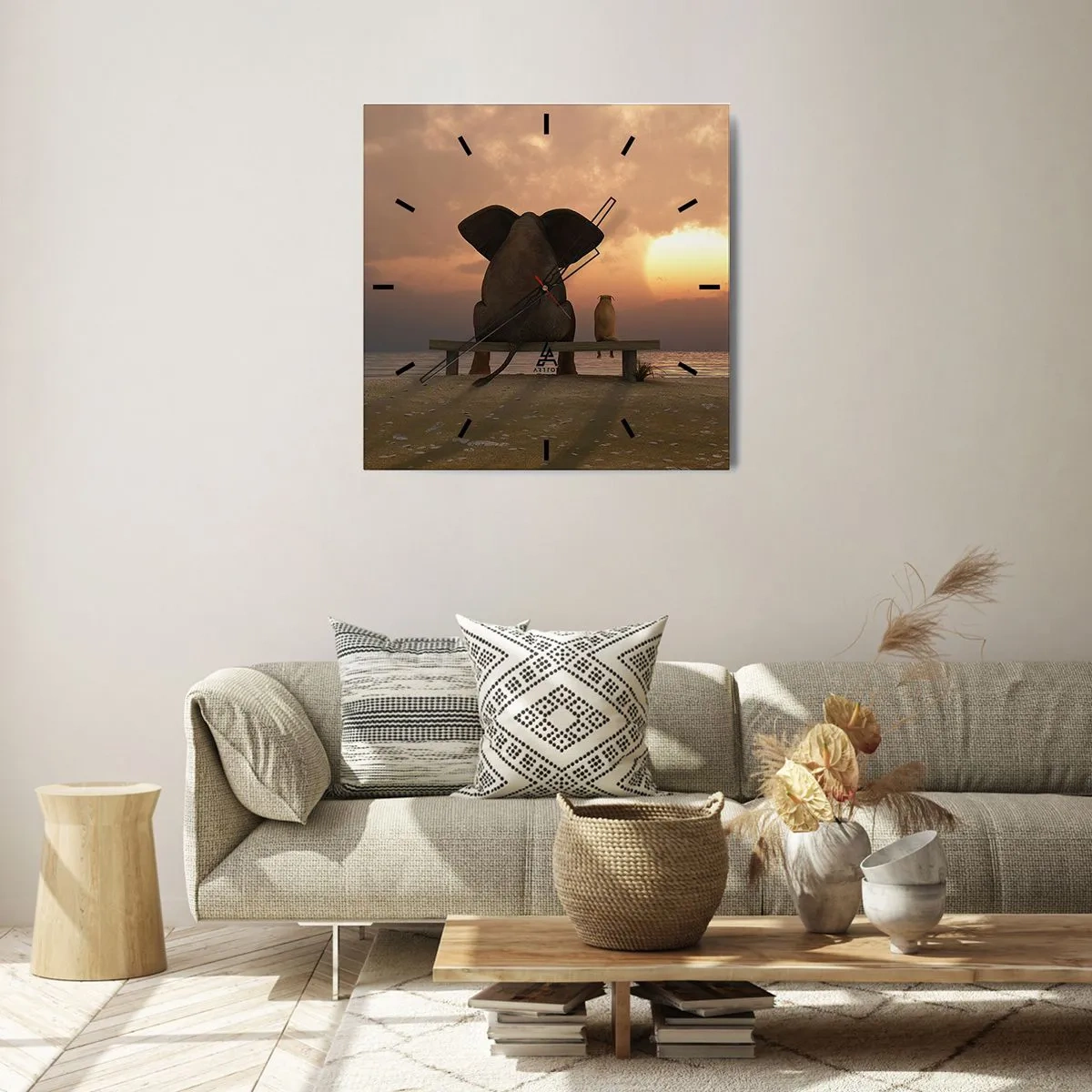 Relógio de parede - Relógio em vidro - Como é bom ficarmos em silêncio juntos - 40x40 cm